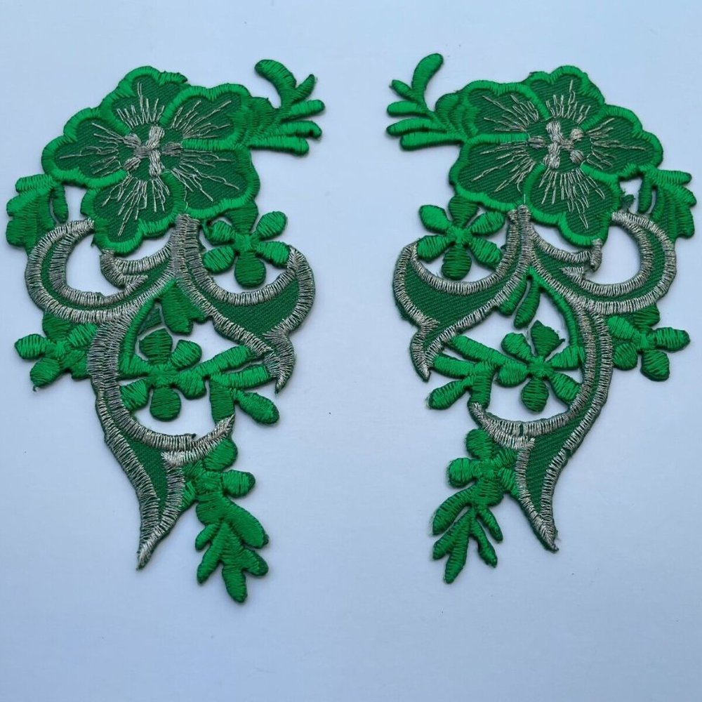 Embroidery Patches for Clothes Jacket Jeans Iron On Flower Patches set of 2